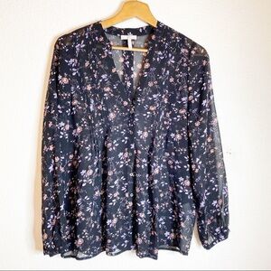 Joie- Martine Sheer Silk Floral Blouse - XS